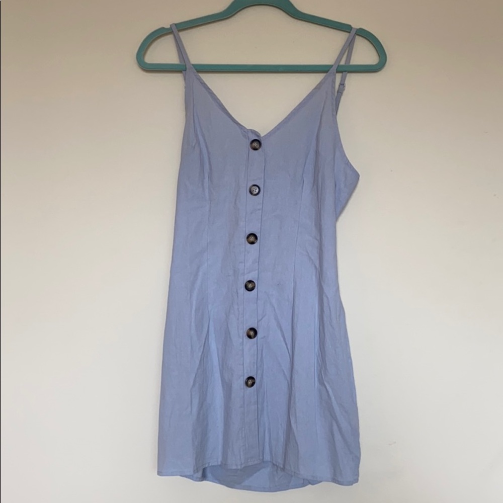 Blue button down mini dress!